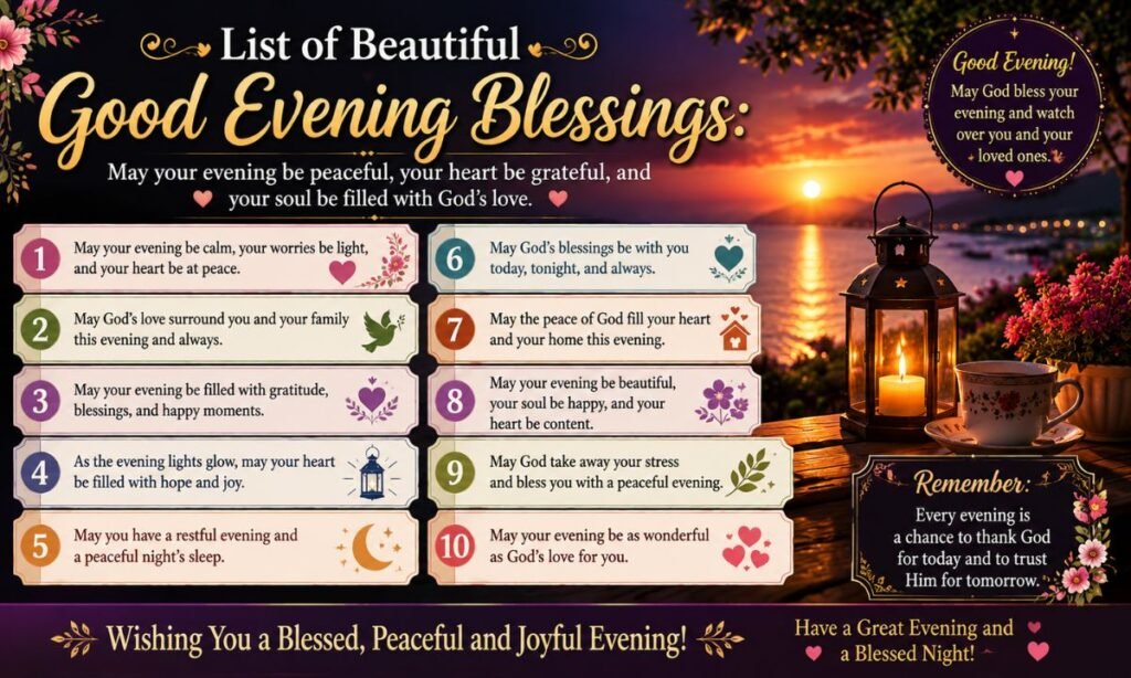 List of Beautiful Good Evening Blessings