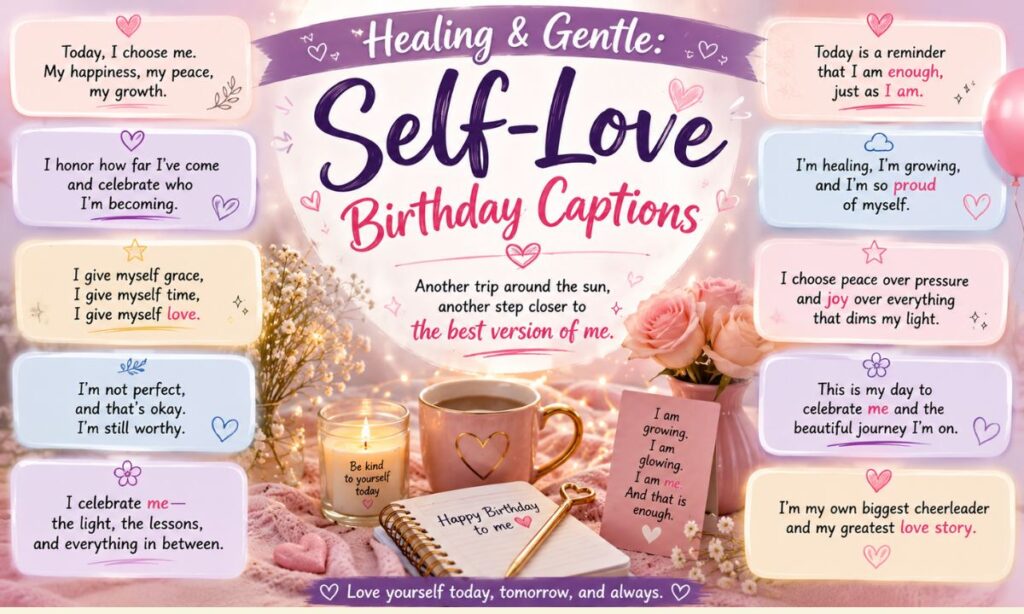 Healing & Gentle: Self-Love Birthday Captions